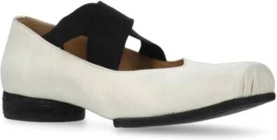 UMA Wang Ivory Leren Ballet Flats met Elastische Banden Beige Dames