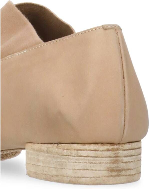 UMA Wang Natuurlijk Leren Ballerina's Vierkante Neus Elastische Banden Beige Dames