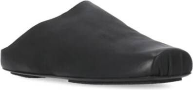 UMA Wang Zwarte Leren Vierkante Neus Platte Schoenen Black Dames