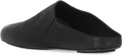 UMA Wang Zwarte Leren Vierkante Neus Platte Schoenen Black Dames