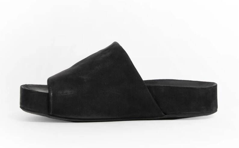 UMA Wang Zwarte Nubuck Leren Slides Black Dames