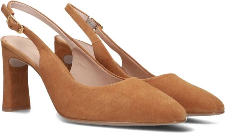 Unisa Elegante Suède Pumps met Gesp Brown Dames