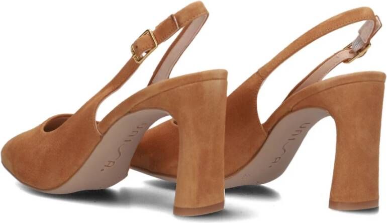 Unisa Elegante Suède Pumps met Gesp Brown Dames