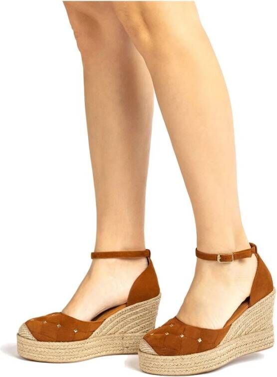 Unisa Kameel Suède Jurk Espadrilles met Hennepzool Brown Dames