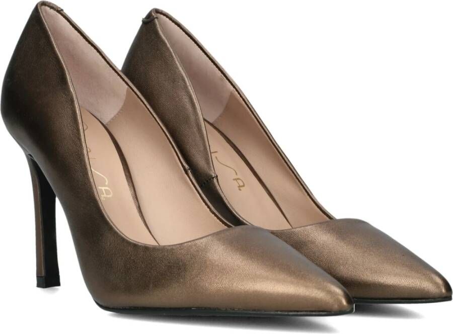 Unisa Paarse Leren Pump Hakken Beige Dames