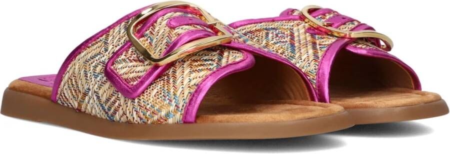 Unisa Roze Metallic Raffia Slippers Multicolor Dames