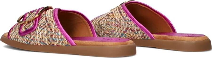 Unisa Roze Metallic Raffia Slippers Multicolor Dames