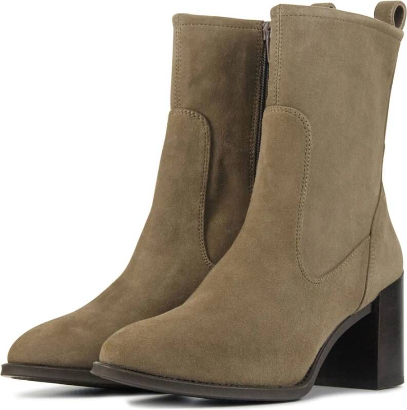 Unisa Taupe Suède Enkellaarsjes Beige Dames