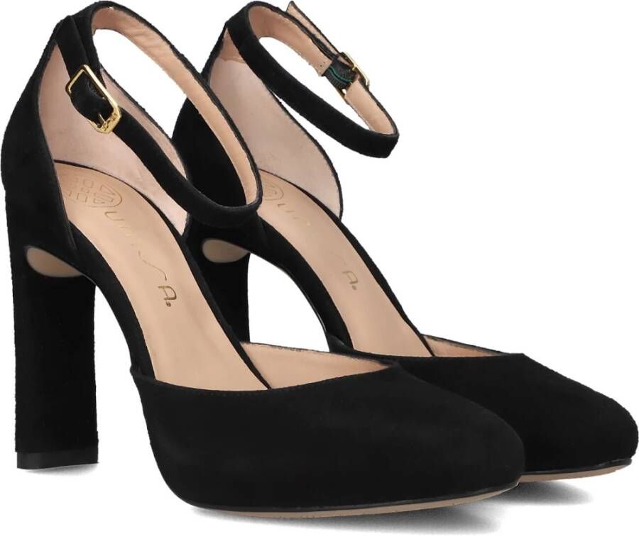 Unisa Zwarte Suède Pumps Paddy Black Dames