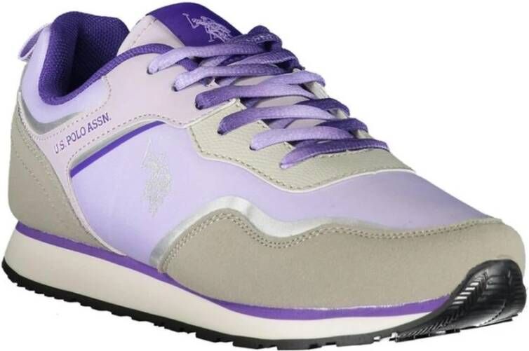 U.s. Polo Assn. Paarse Lace Sneaker met Logo Print Purple Dames