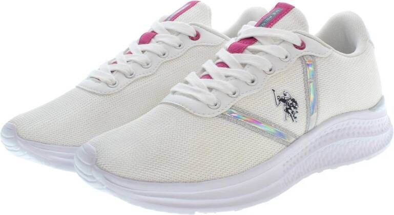 U.s. Polo Assn. Sportieve witte vetersneakers met logo White Dames