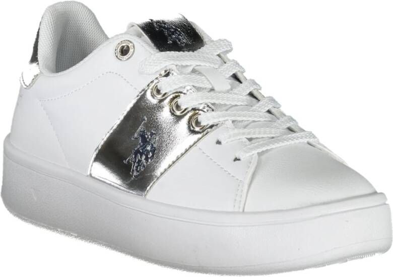 U.s. Polo Assn. Sportieve witte vetersneakers met logoprint White Dames