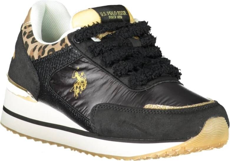 U.s. Polo Assn. Sportieve Zwarte Damessneakers met Logoprint Black Dames