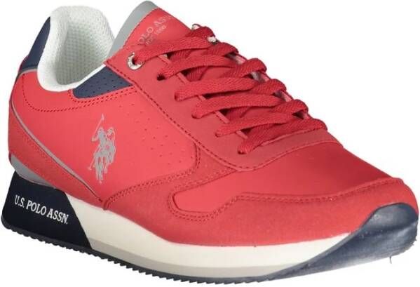 U.s. Polo Assn. Stijlvolle roze vetersneakers met contrastdetails Red Heren