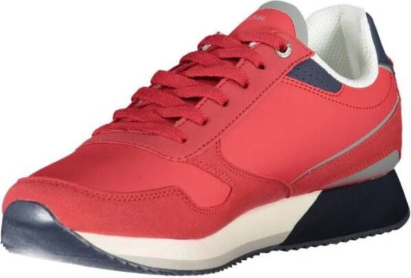 U.s. Polo Assn. Stijlvolle roze vetersneakers met contrastdetails Red Heren