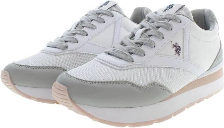 U.s. Polo Assn. Witte Polyester Sneaker met Contrasterende Details White Dames