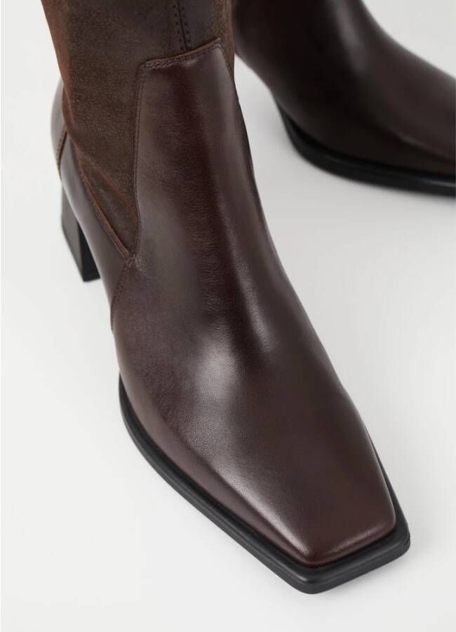 Vagabond Shoemakers Elegante Chocolade Leren Enkellaarzen Brown Dames