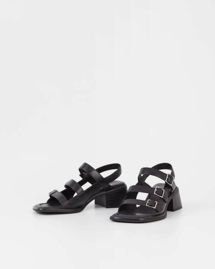 Vagabond Shoemakers Zwarte leren gespsandalen Black Dames