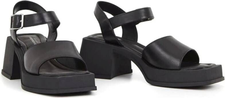 Vagabond Shoemakers Zwarte platte sandalen voor vrouwen Black Dames