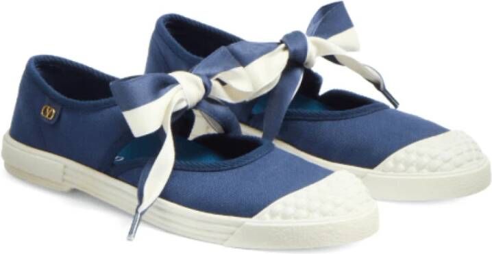 Valentino Blauw witte ballerina sneakers met strikdetails Blue Dames