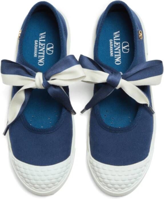 Valentino Blauw witte ballerina sneakers met strikdetails Blue Dames