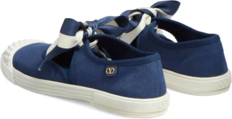 Valentino Blauw witte ballerina sneakers met strikdetails Blue Dames