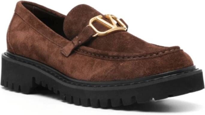 Valentino Chocoladebruine Suède Loafers Brown Dames