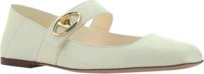 Valentino Garavani Amandel Teen Kalfsleren Ballerina met Band Beige Dames