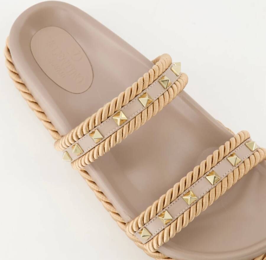 Valentino Garavani Beige Rockstud Platform Sandalen Beige Dames