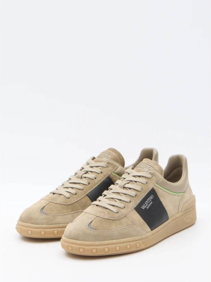 Valentino Garavani Beige Suede Low-Top Sneakers Beige Heren