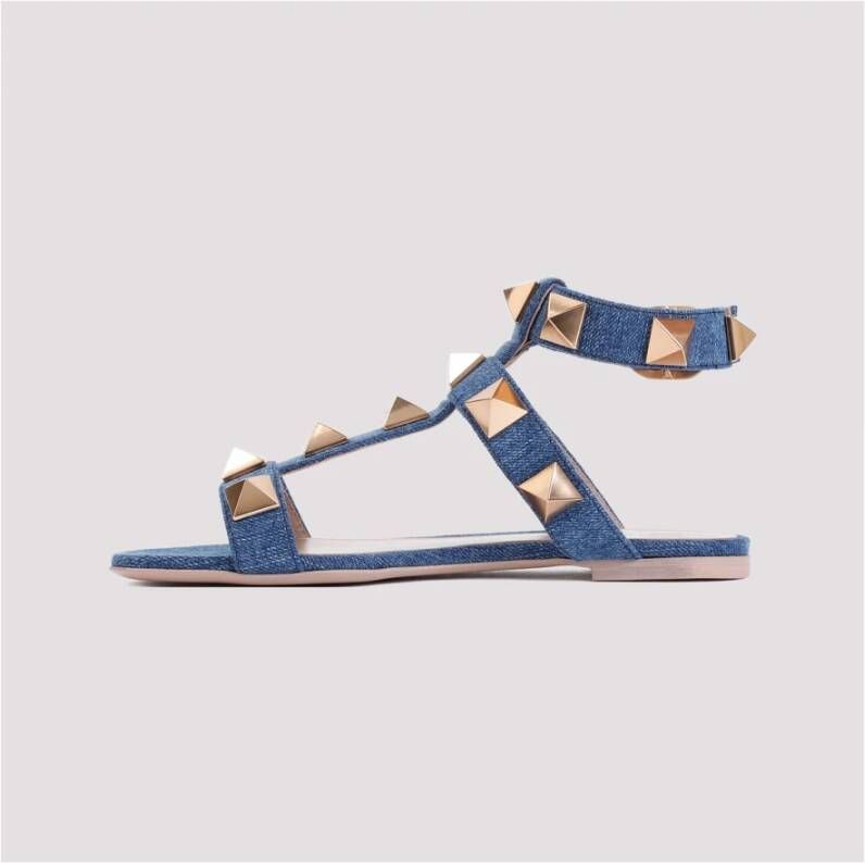 Valentino Garavani Blauwe Denim Katoenen Sandalen Blue Dames