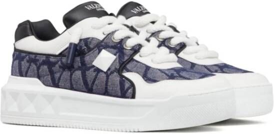 Valentino Garavani Blauwe Sneakers met Iconographe Jacquard Stof Blue Heren