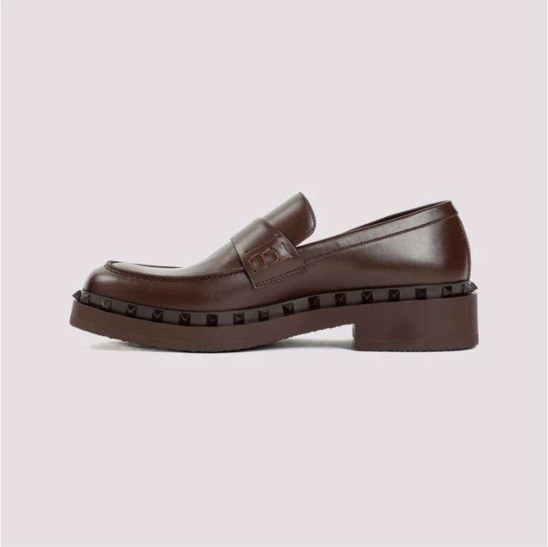 Valentino Garavani Bruin lederen Rockstud Loafer Brown Heren