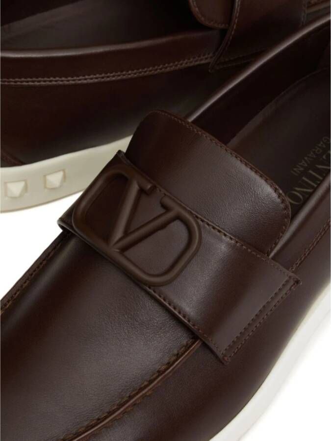 Valentino Garavani Bruin Leren VLogo Slip-On Sneakers Brown Heren