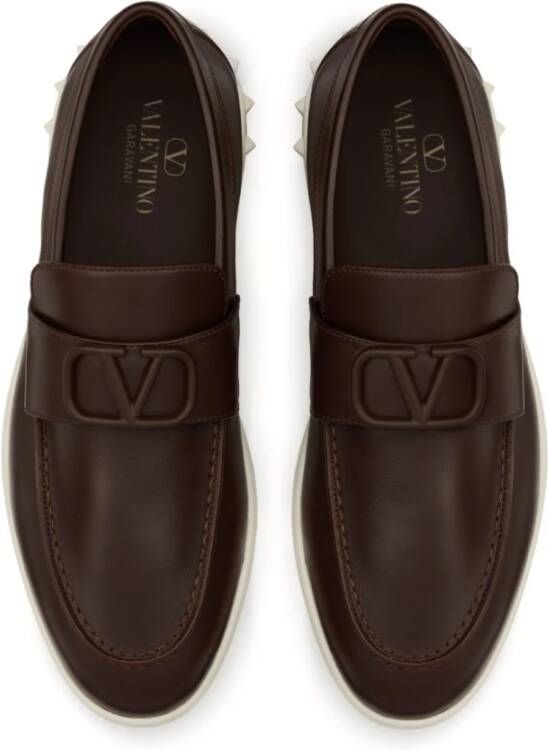 Valentino Garavani Bruin Leren VLogo Slip-On Sneakers Brown Heren