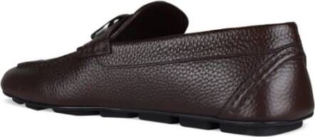 Valentino Garavani Bruine Leren Loafers met V Logo Brown Heren