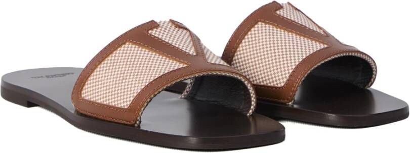 Valentino Garavani Bruine leren sandalen met VLogo-detail Brown Dames