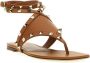 Valentino Garavani Studded Platte Sandalen Vrouwen Leer Italië Brown Dames - Thumbnail 6