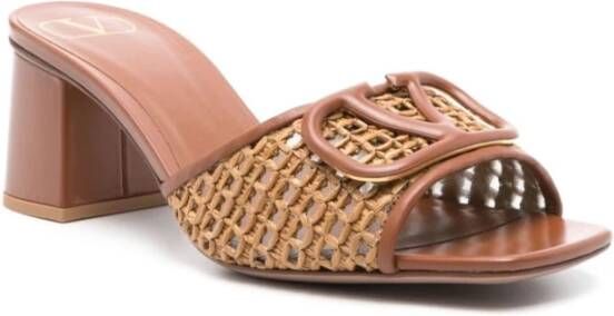 Valentino Garavani Bruine Straw Interwoven Sandalen Brown Dames