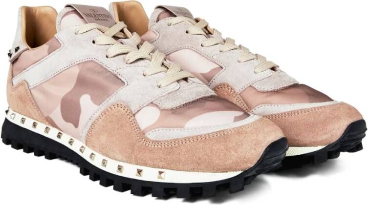 Valentino Garavani Camo Rockstud Multicolor Sneakers Pink Dames