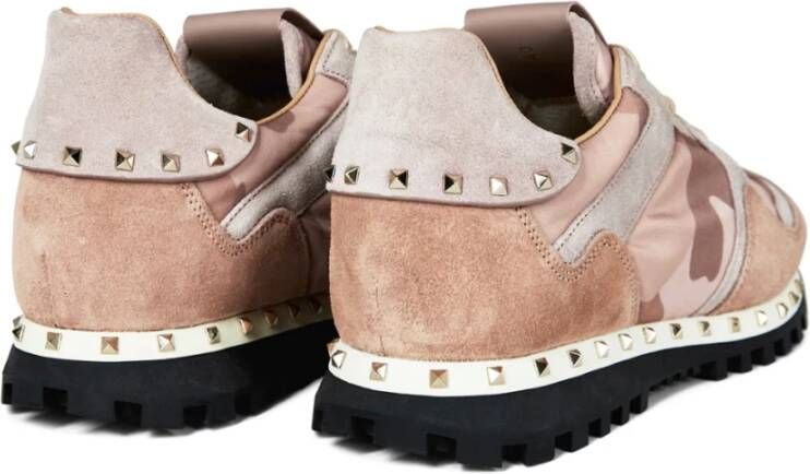 Valentino Garavani Camo Rockstud Multicolor Sneakers Pink Dames