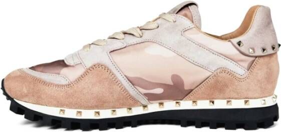 Valentino Garavani Camo Rockstud Multicolor Sneakers Pink Dames