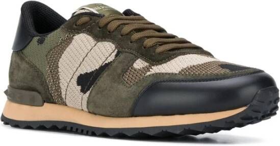 Valentino Garavani Camouflage Leren Sneakers Bruin Multicolor Heren