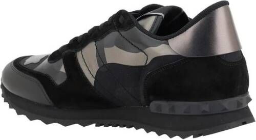 Valentino Garavani Camouflage Leren Sneakers met Geribbelde Zool Black Heren