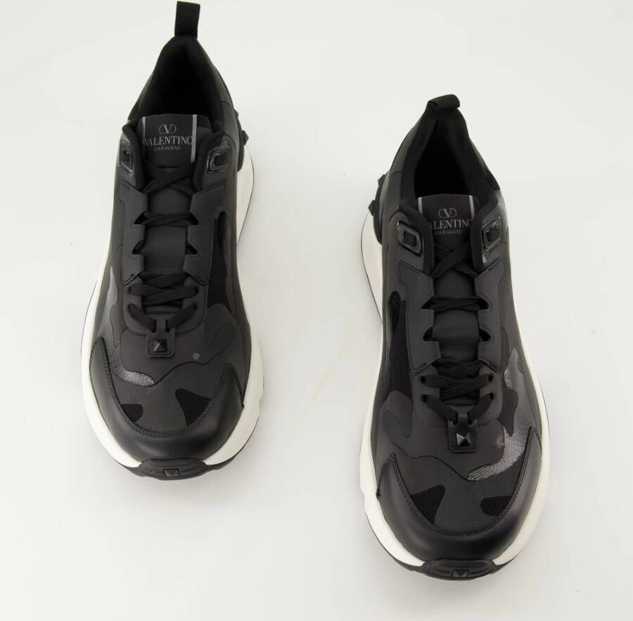 Valentino Garavani Camouflage Print High-Top Sneakers Black Heren