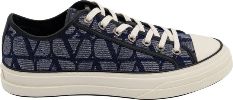 Valentino Garavani Canvas en leren sneakers met Toile Iconographe motief Blue Heren