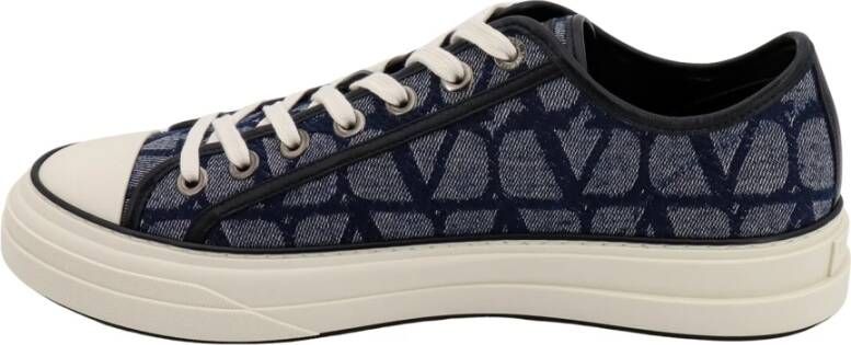 Valentino Garavani Canvas en leren sneakers met Toile Iconographe motief Blue Heren