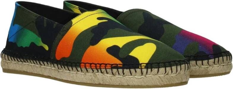 Valentino Garavani Canvas Espadrilles Slip On Multicolor Print Green Heren