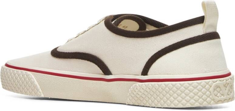 Valentino Garavani Canvas Veterschoenen met Vlogo Detail White Heren