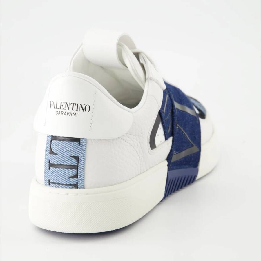 Valentino Garavani Denim Lint Veterschoenen van Leer Blue Heren